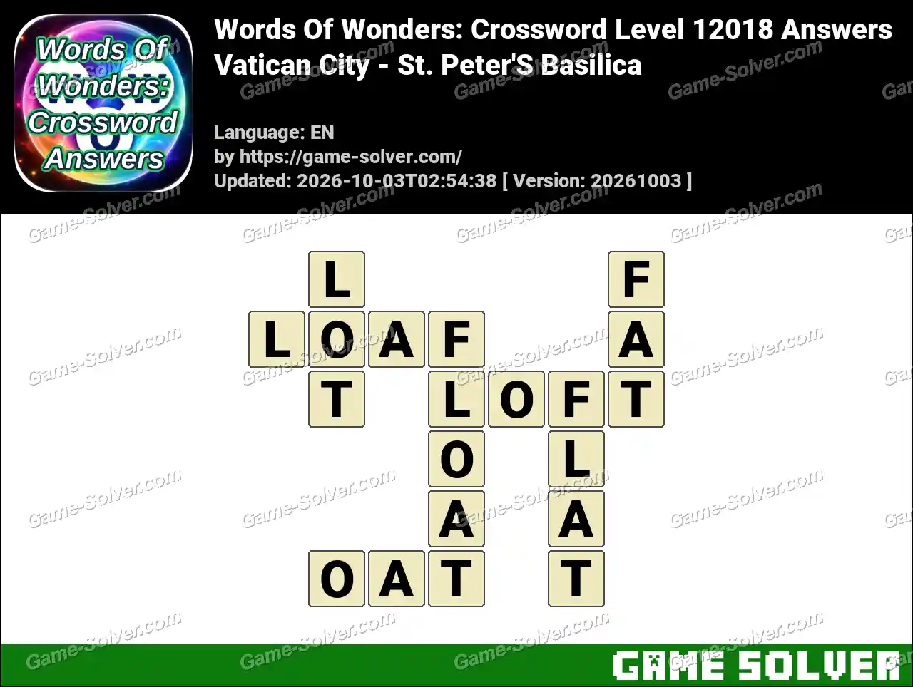 Words Of Wonders: Crossword Level 12018 Answers – Vatican City – St. Peter’S Basilica